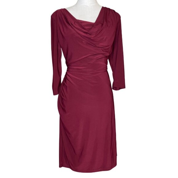 Ronni Nicole Burgundy Ruched Pullover 3/4 Sleeve Midi Bodycon Dress Plus Size 16 - Picture 1 of 9